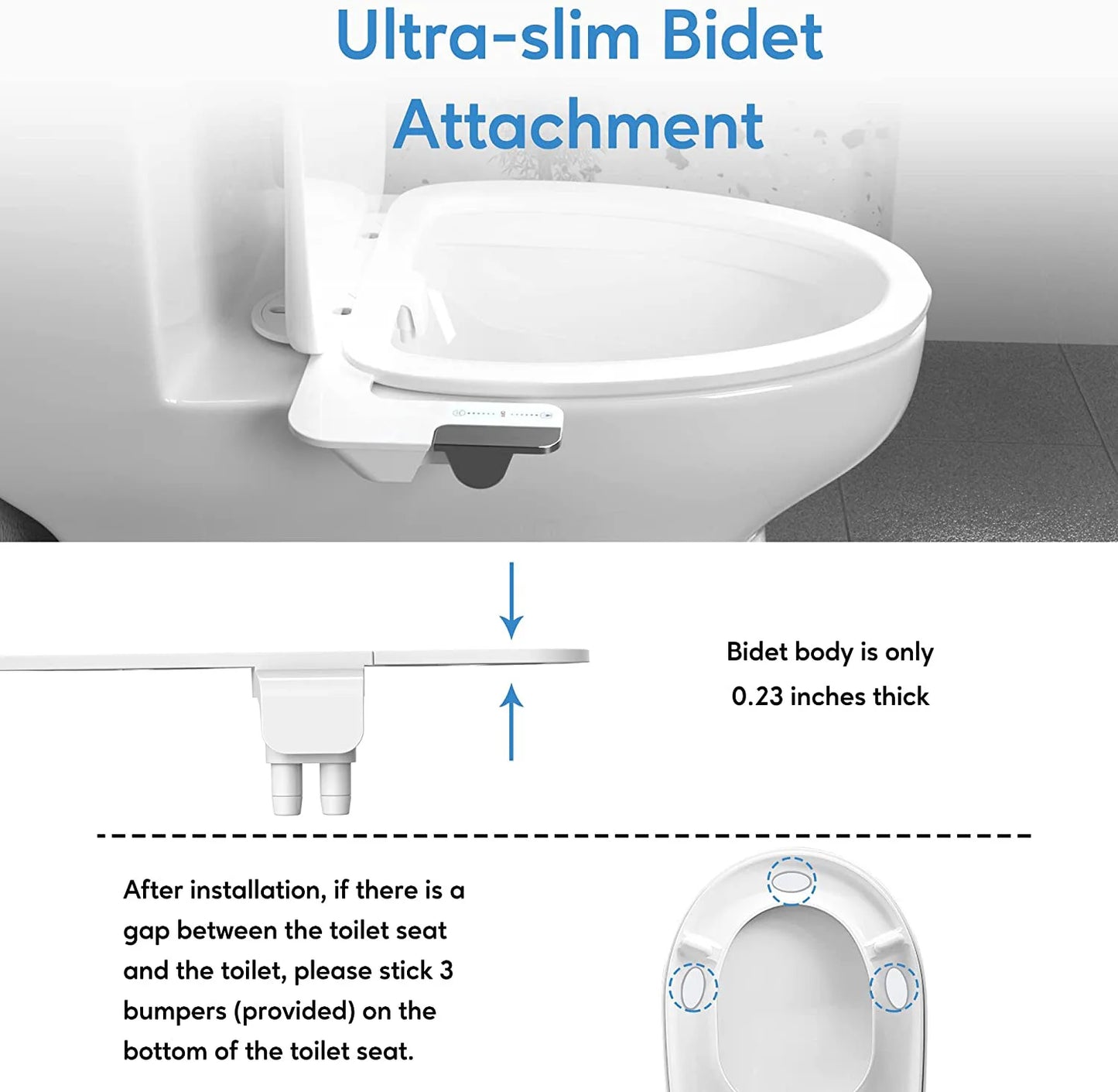 Hot Bidet Attachment for Toilet Bidet Toilet Seat Attachment with Water Pressure Control and Self-Cleaning Dual Nozzles