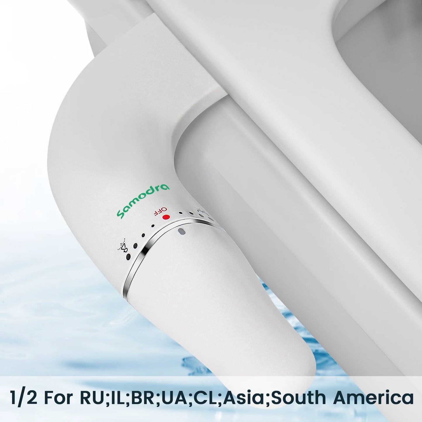 SAMODRA Ultra Slim Bidet Attachment for Toilet Seat - Dual Nozzle, Adjustable Water Pressure, Non-Electric bottom Sprayer