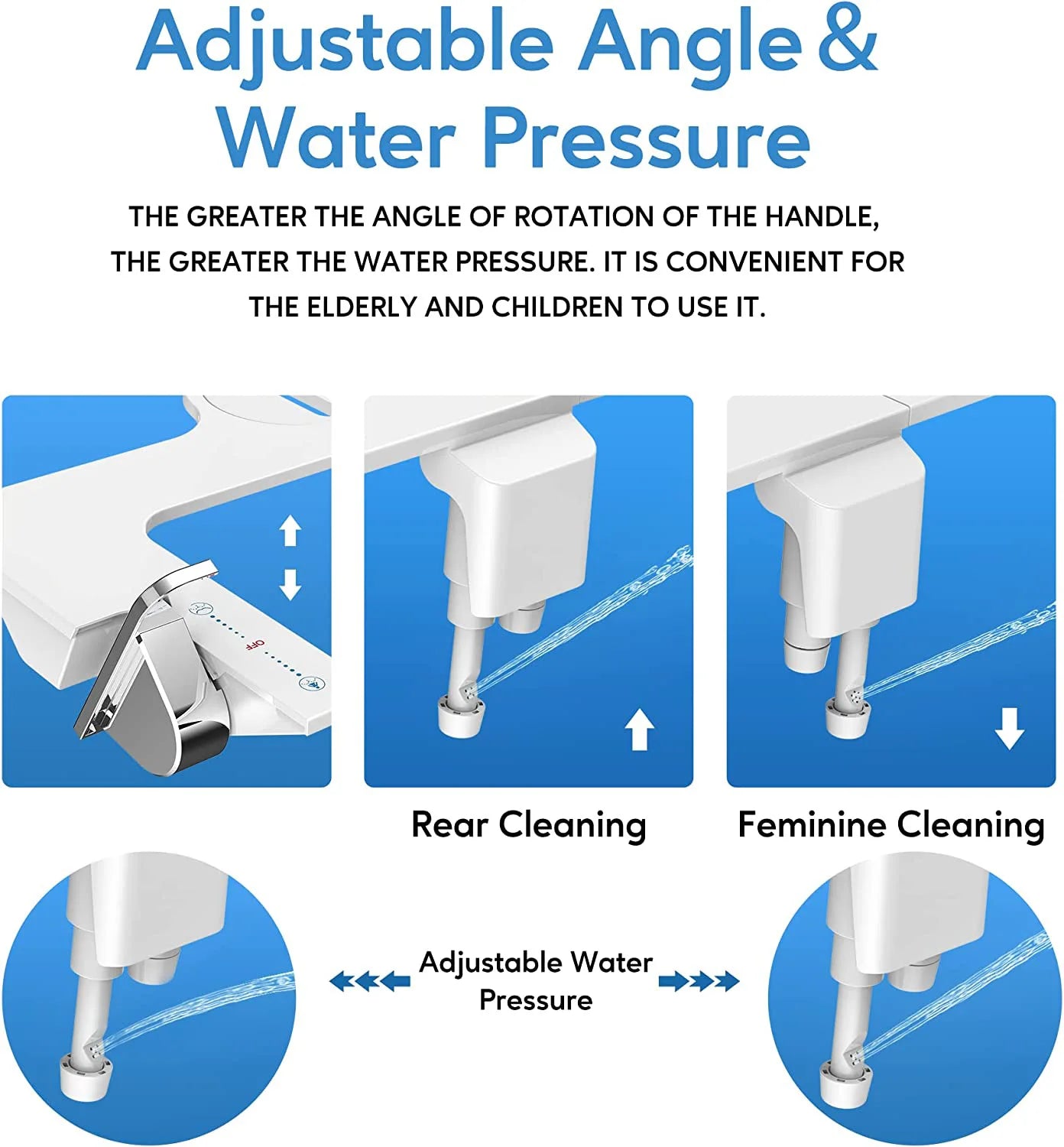 Hot Bidet Attachment for Toilet Bidet Toilet Seat Attachment with Water Pressure Control and Self-Cleaning Dual Nozzles