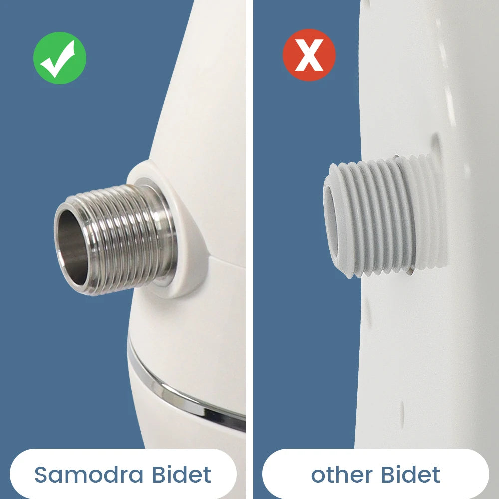 SAMODRA Ultra Slim Bidet Attachment for Toilet Seat - Dual Nozzle, Adjustable Water Pressure, Non-Electric bottom Sprayer