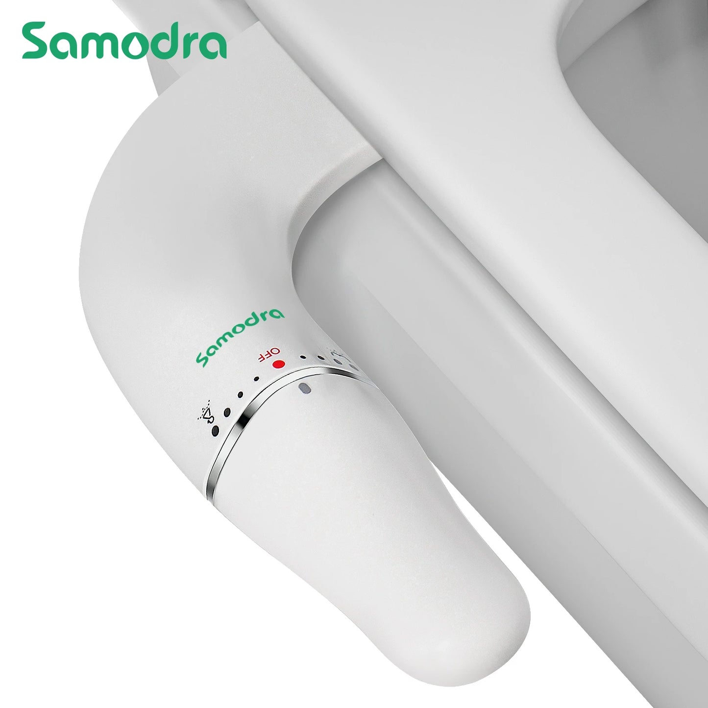 SAMODRA Ultra Slim Bidet Attachment for Toilet Seat - Dual Nozzle, Adjustable Water Pressure, Non-Electric bottom Sprayer