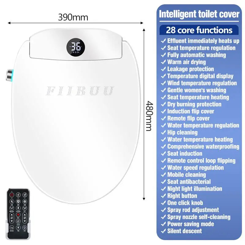 Multifunctional Smart Toilet Seat Cover Toilet Seat Lid Warm Air Drying Night Light Seat Heating Instant heating Remote Control