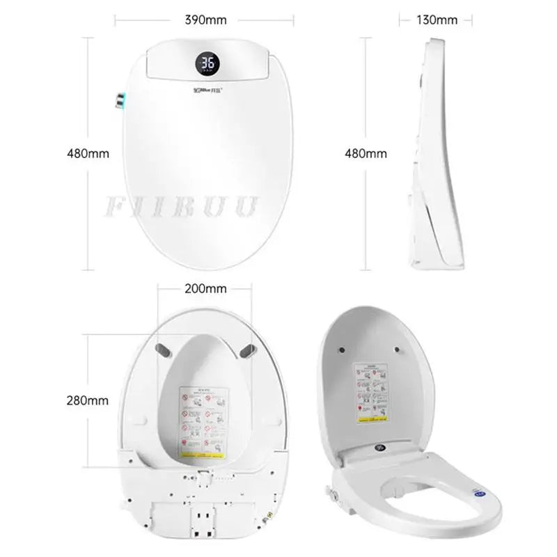 Multifunctional Smart Toilet Seat Cover Toilet Seat Lid Warm Air Drying Night Light Seat Heating Instant heating Remote Control