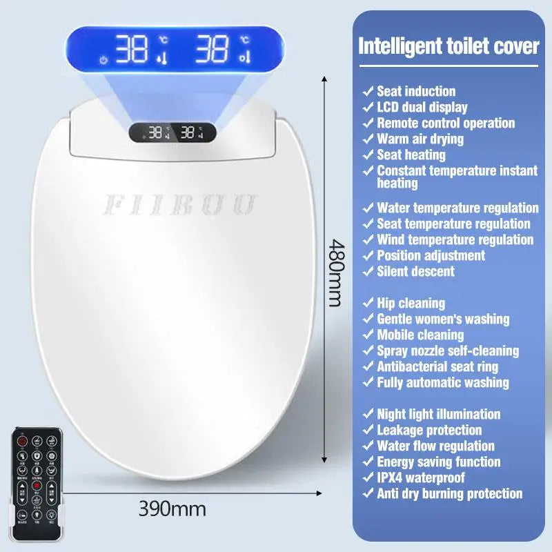 Multifunctional Smart Toilet Seat Cover Toilet Seat Lid Warm Air Drying Night Light Seat Heating Instant heating Remote Control