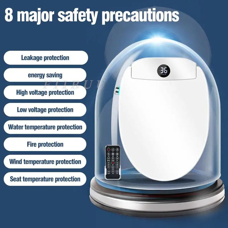 Multifunctional Smart Toilet Seat Cover Toilet Seat Lid Warm Air Drying Night Light Seat Heating Instant heating Remote Control
