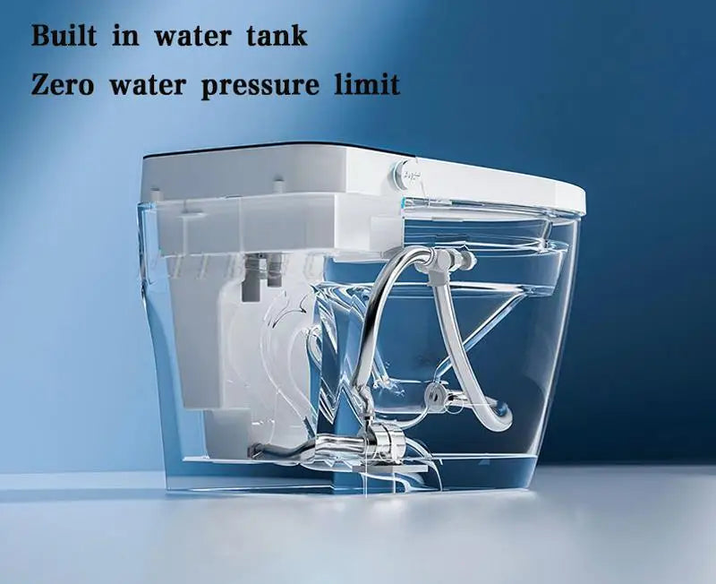 Luxury Smart Toilet Built In Water Tank Toilet Heated Seat Elongated Toilet Blackout Food flush Night Light Built-in Bidet Seat