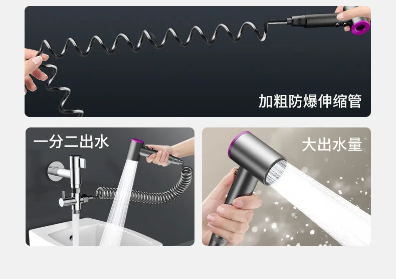 New Bathroom Spray Gun Shower 2 Mode Handheld Bidet Sprayer Set Handheld Toilet Bidet Faucet Sprayer Shower Nozzle Self Cleaning
