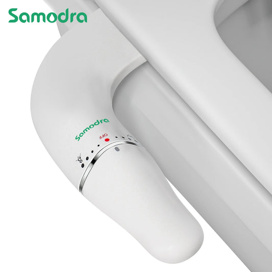 SAMODRA Ultra Slim Bidet Attachment for Toilet Seat - Dual Nozzle, Adjustable Water Pressure, Non-Electric bottom Sprayer